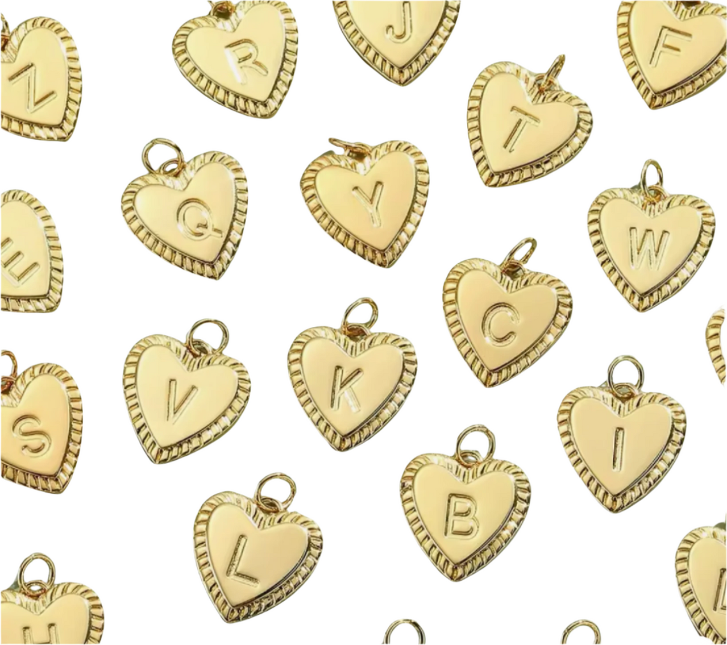 Gold Heart Letter Charm