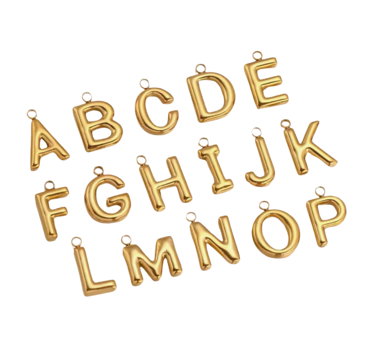 Gold Bubble Letter Charm