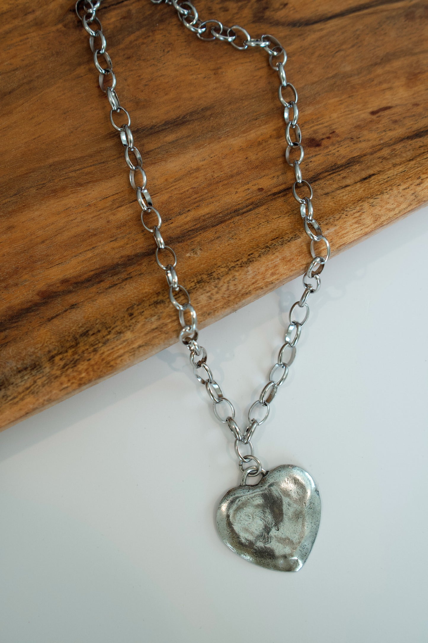 Large Silver Heart Necklace