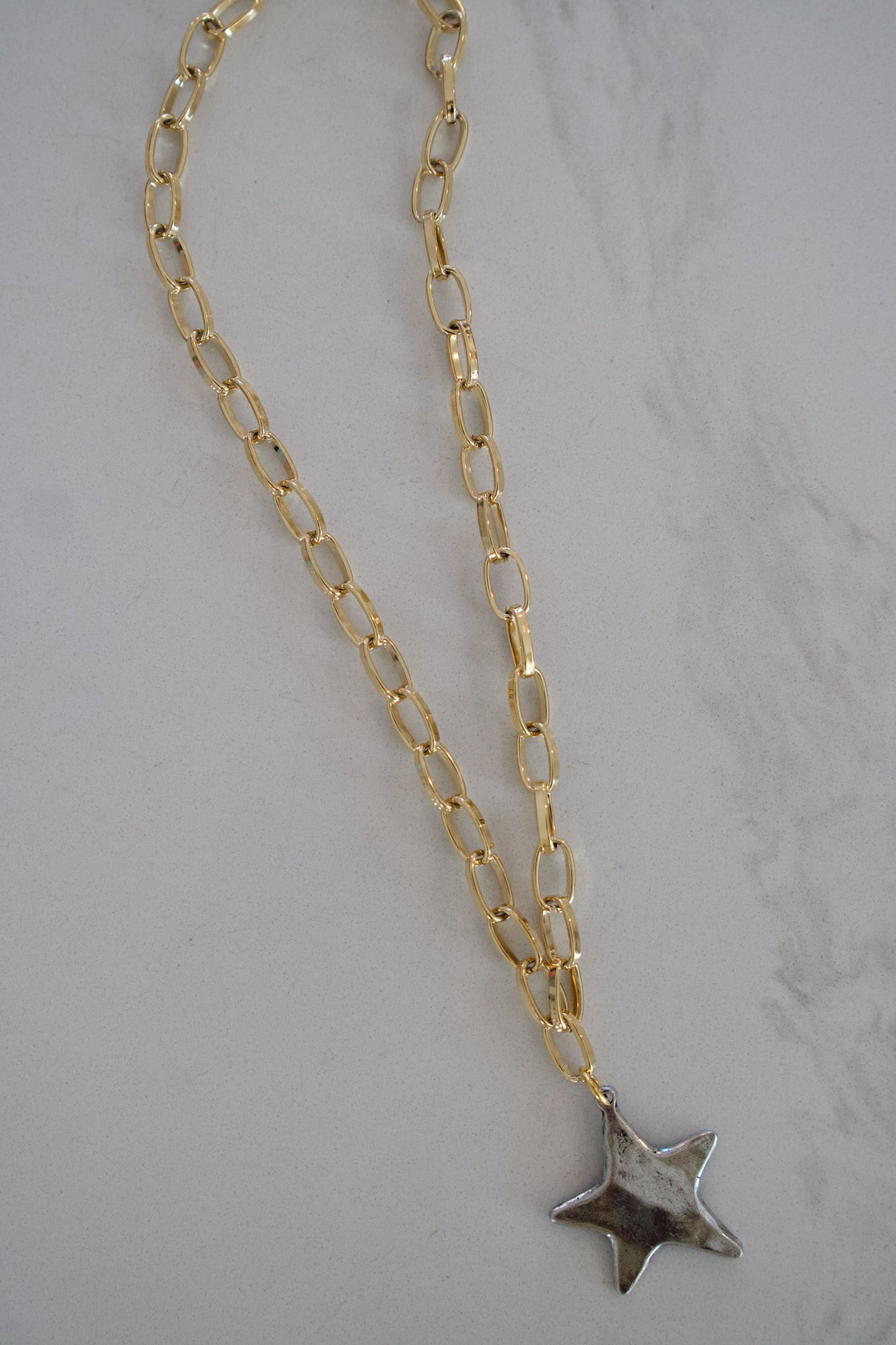 Two Tone Medium Star Necklace