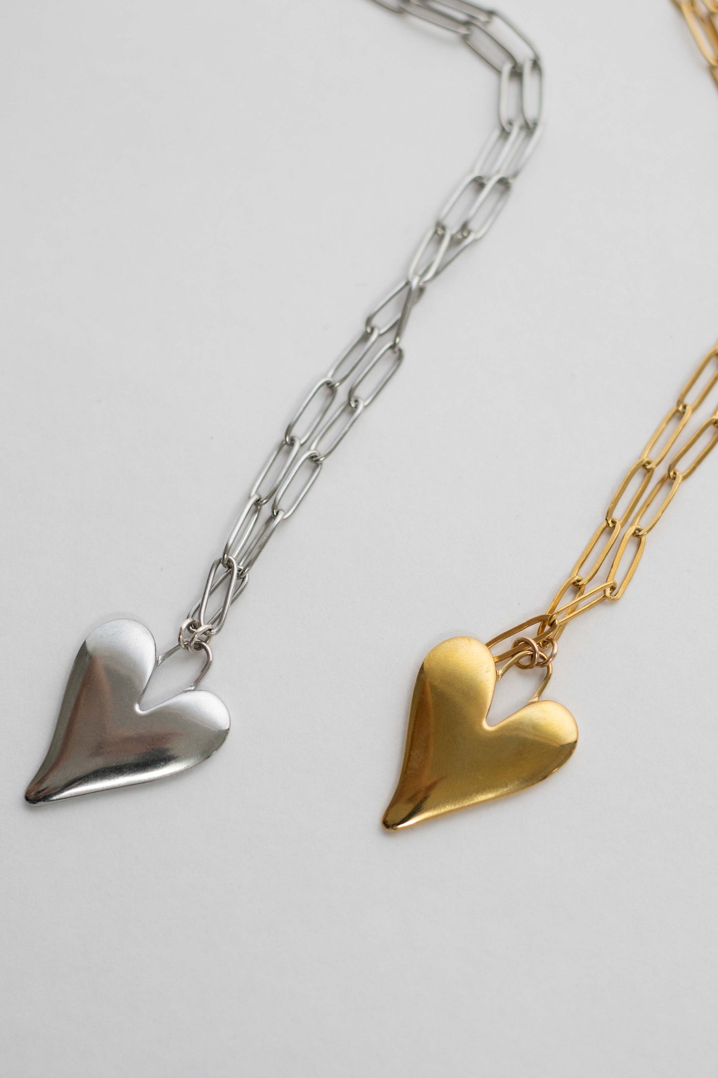 Silver Bold Lock & Heart Necklace