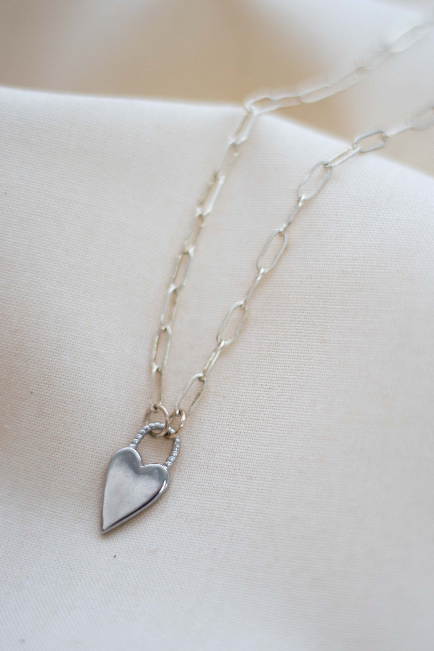 Silver Lock & Heart Necklace