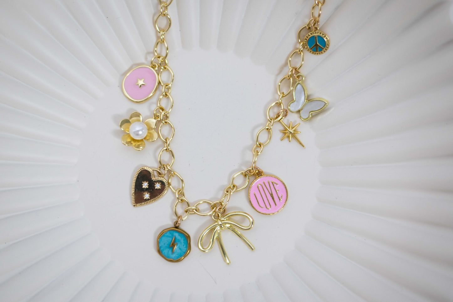 Pinks & Blues Charm Necklace