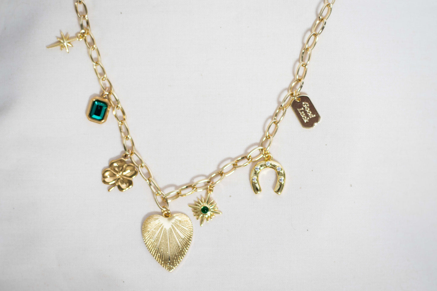 Pop of Green Charm Necklace