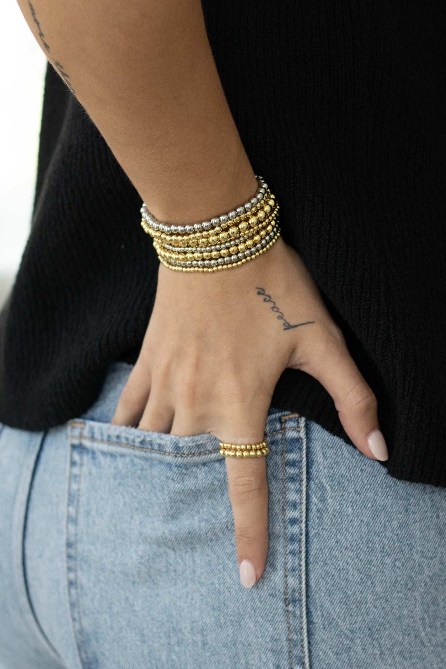 Gold Beaded Rings