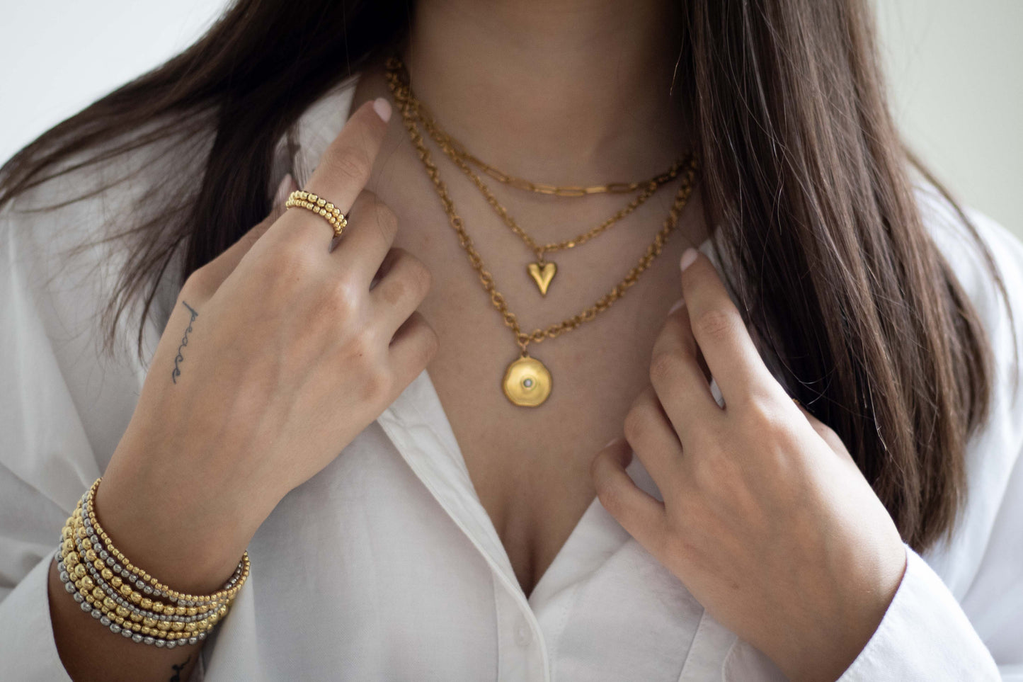 Gold Puff Heart Necklace