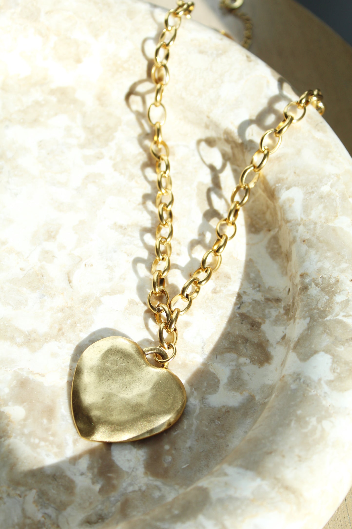 Stainless steel Large Gold Heart Necklace
