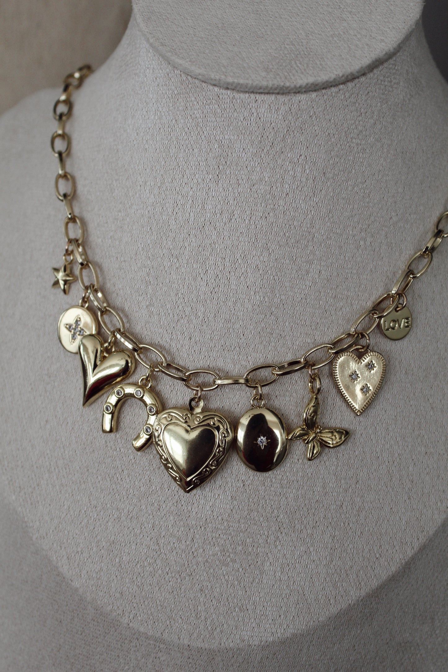 Gold Locket Charm Necklace