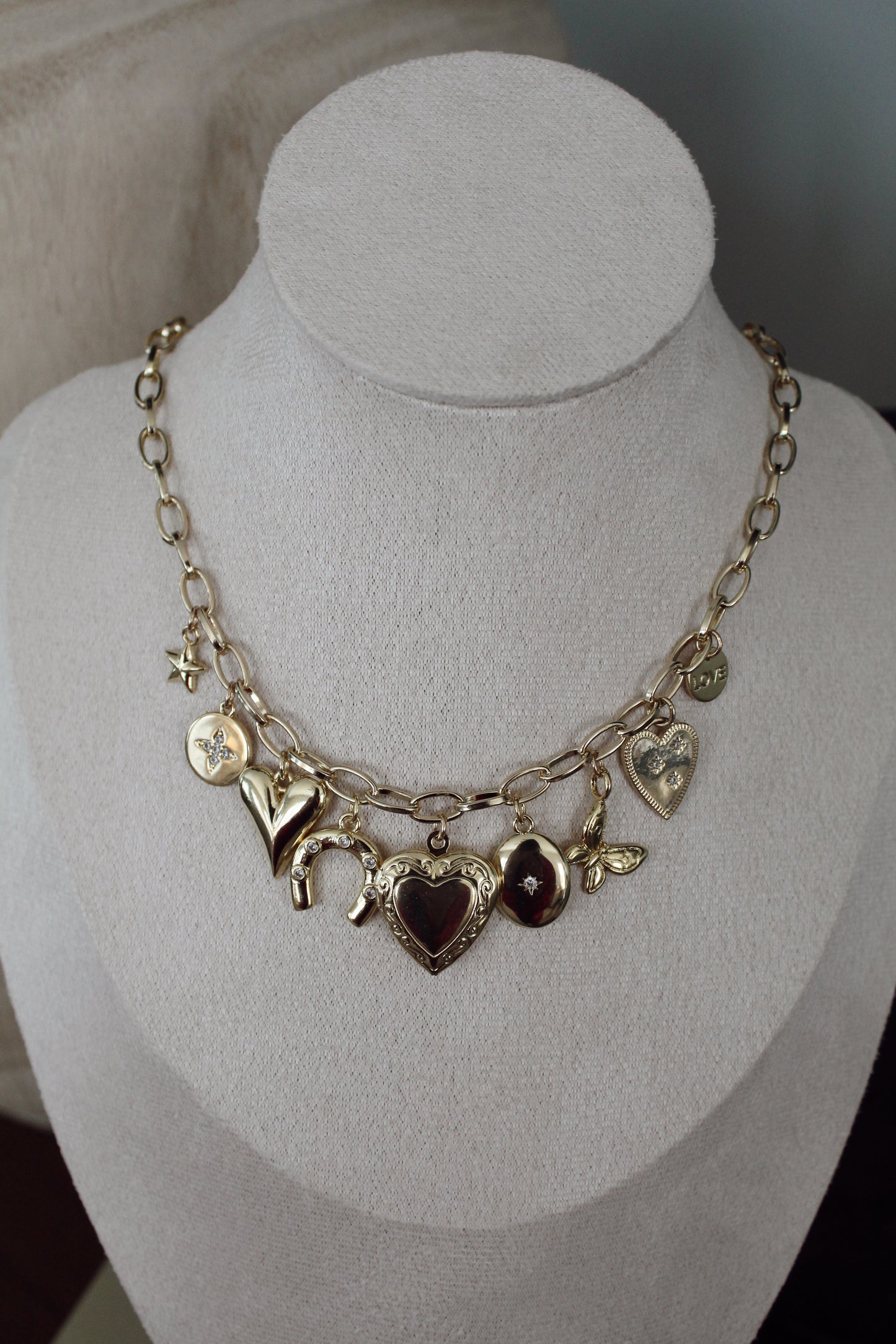 Gold Locket Charm Necklace