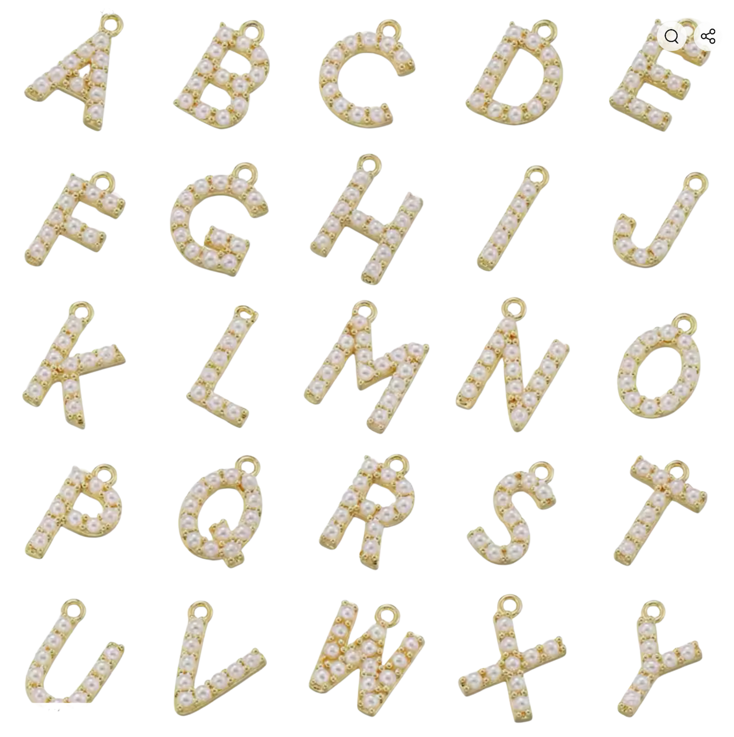 Gold Pearl Letter Charms