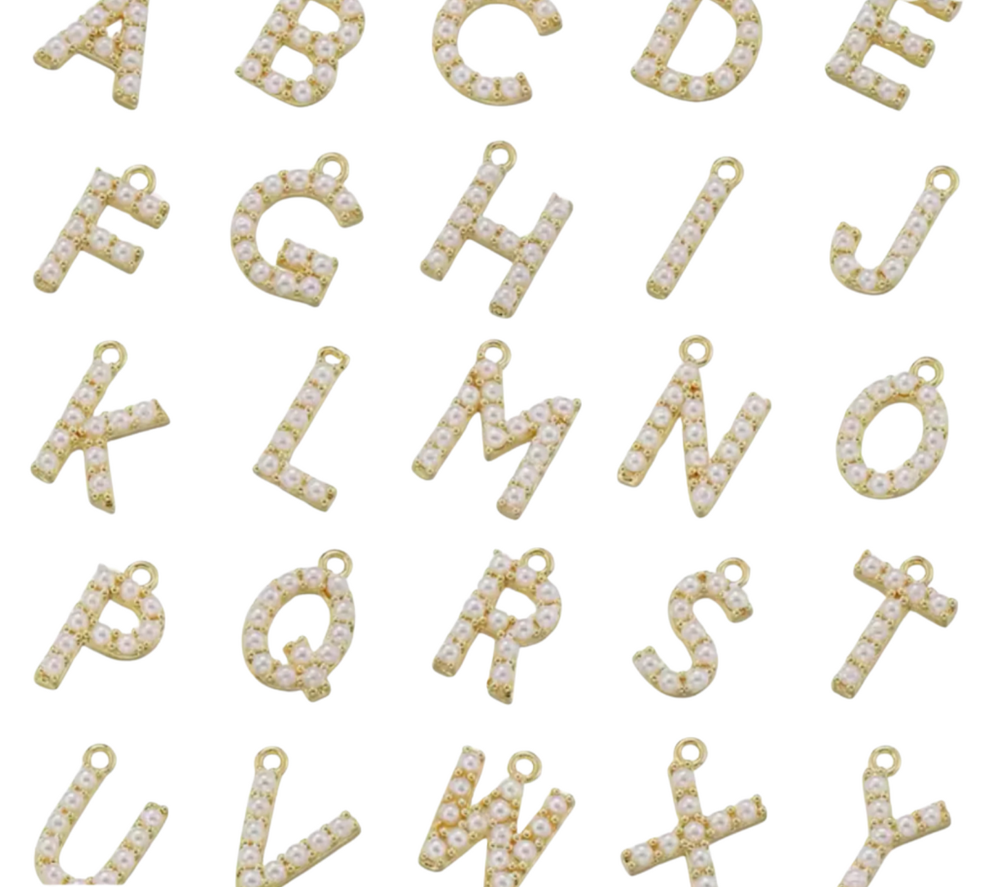 Gold Pearl Letter Charms