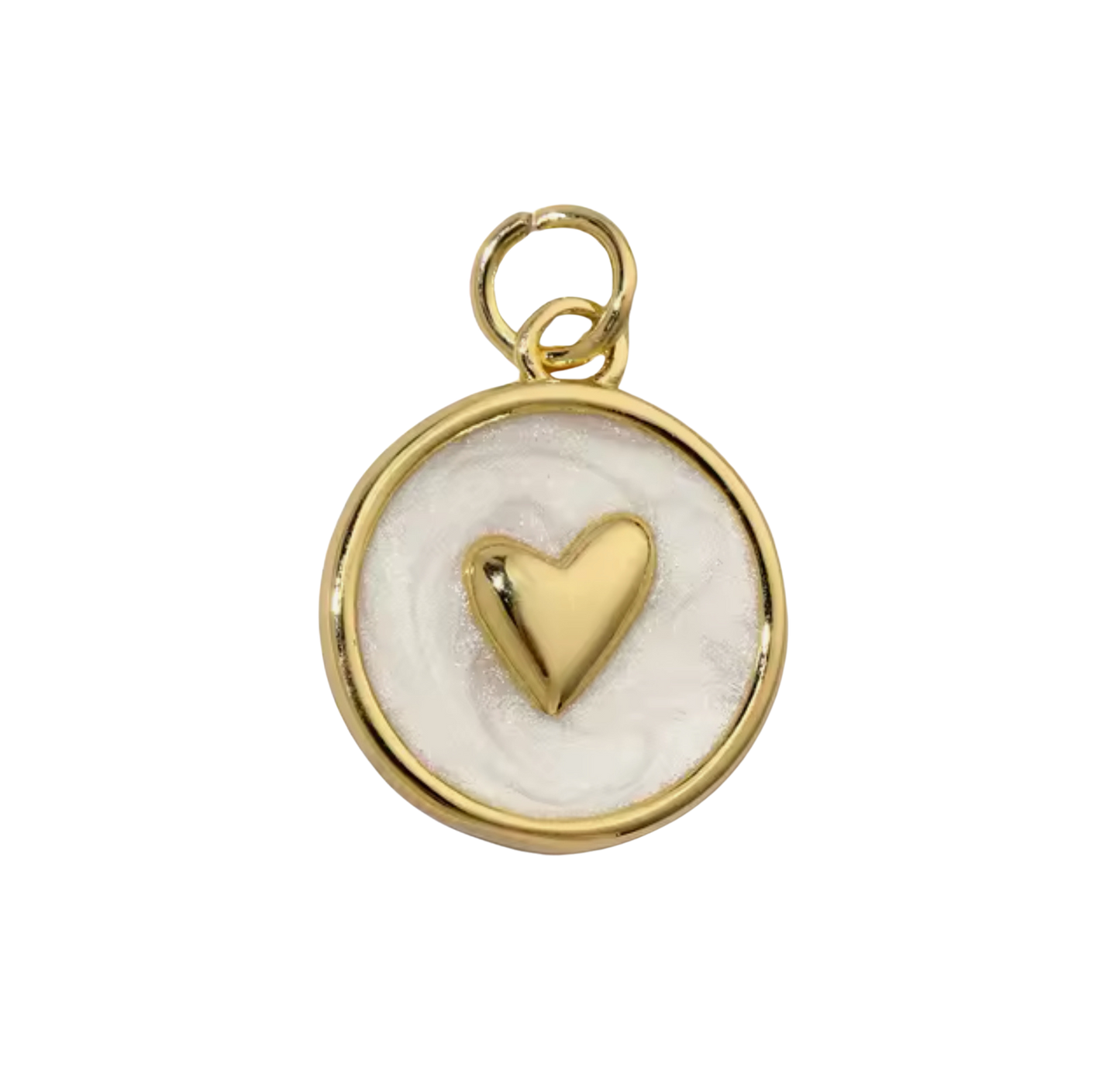 Pearl Heart Disc Charm