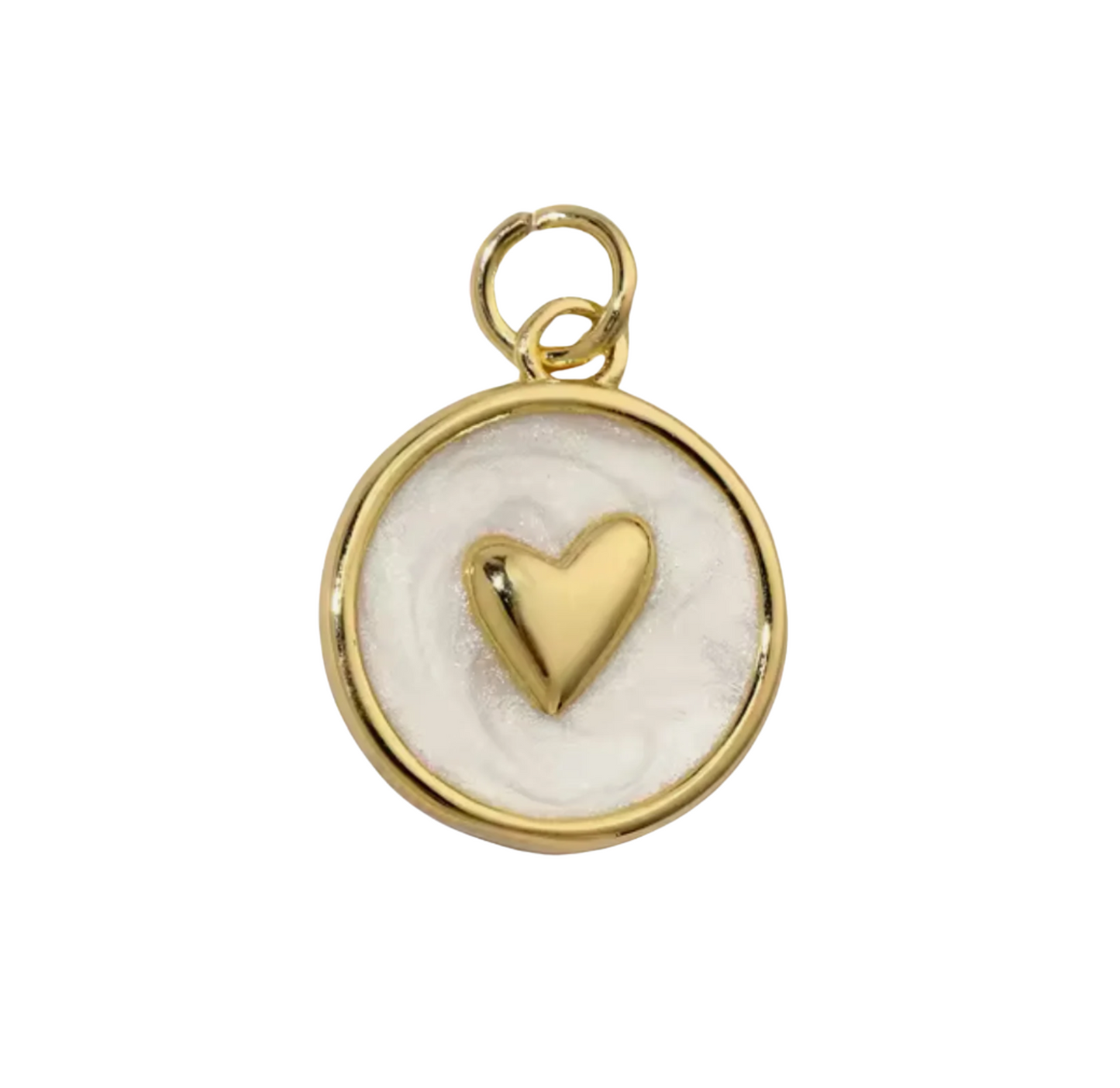 Pearl Heart Disc Charm