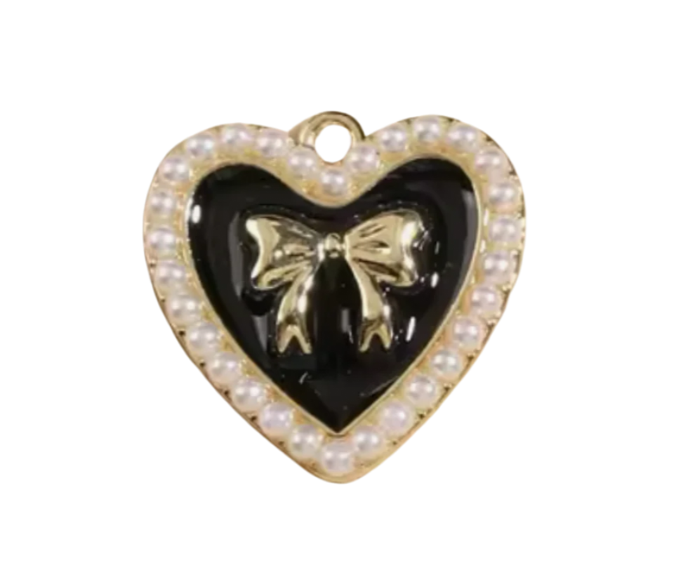 Pearly Bow Heart Charm