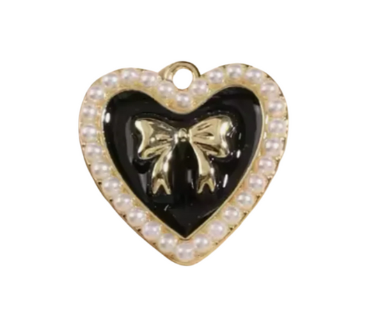 Pearly Bow Heart Charm