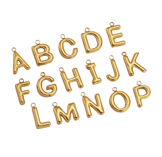 Gold Bubble Letter Charm