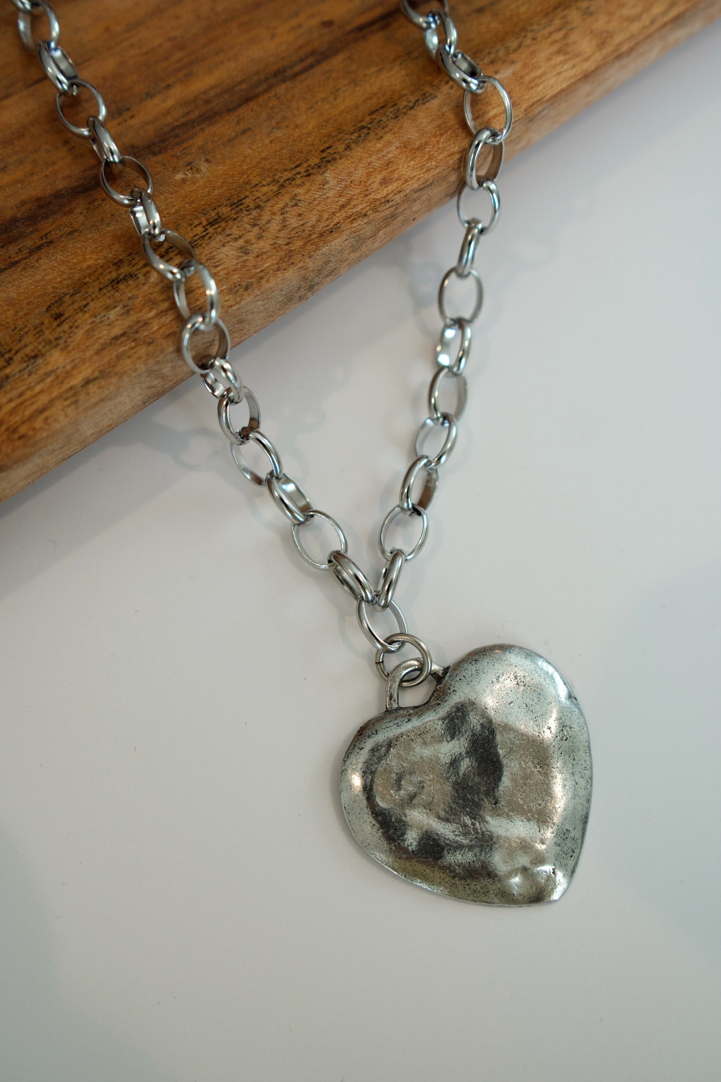 Large Silver Heart Necklace