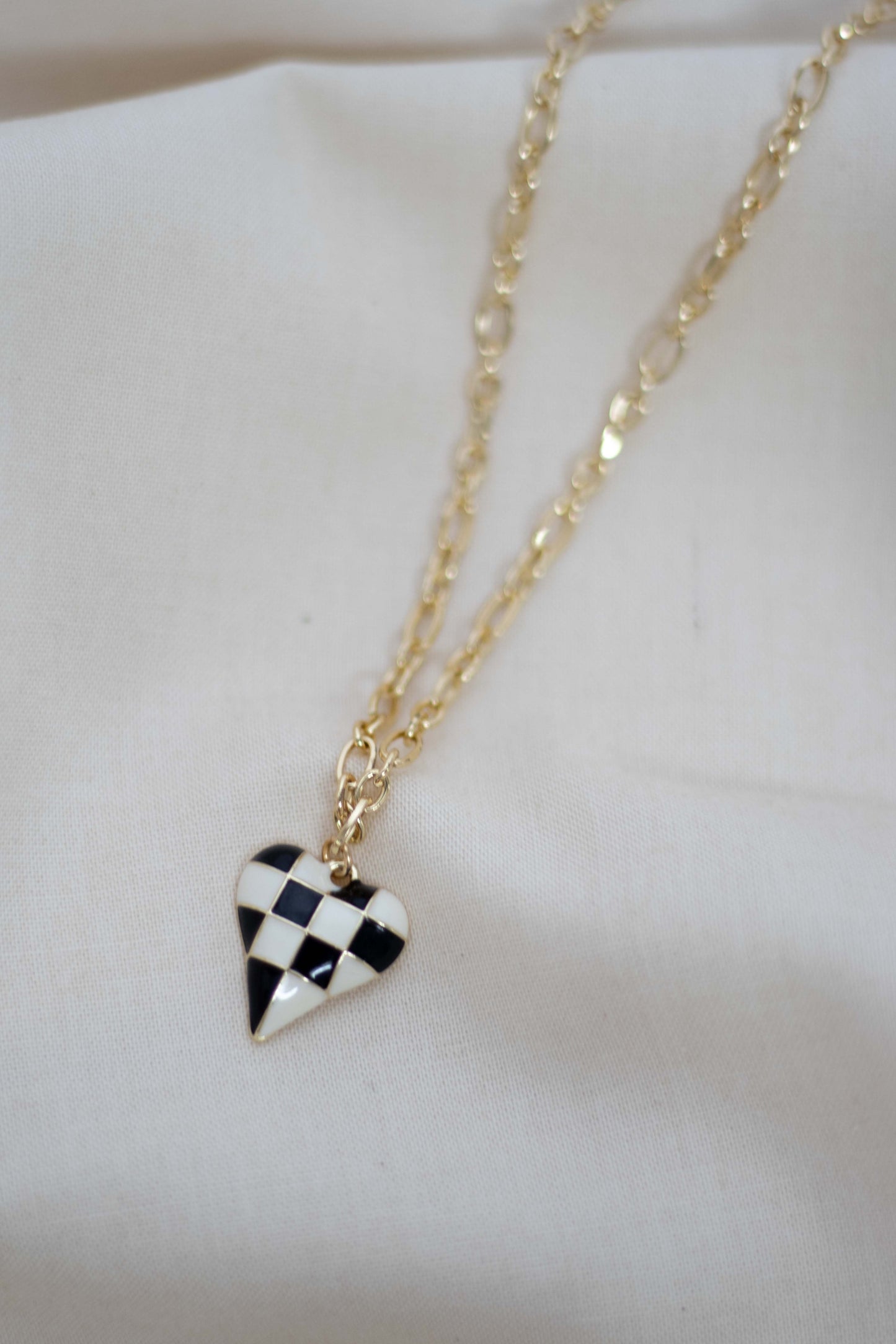 Checkered Heart Necklace