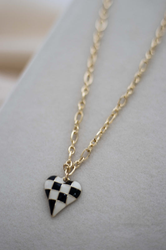 Checkered Heart Necklace