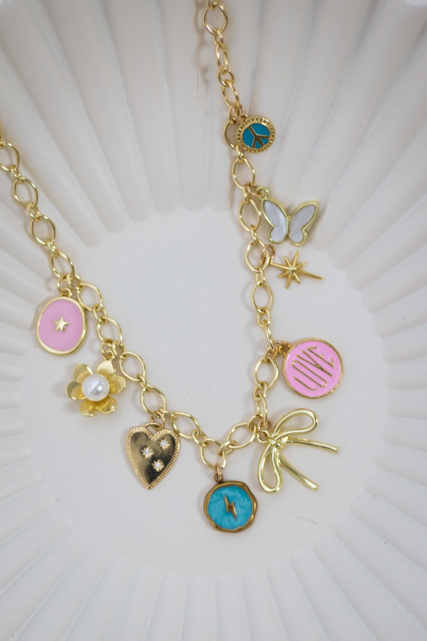 Pinks & Blues Charm Necklace