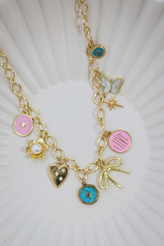 Pinks & Blues Charm Necklace