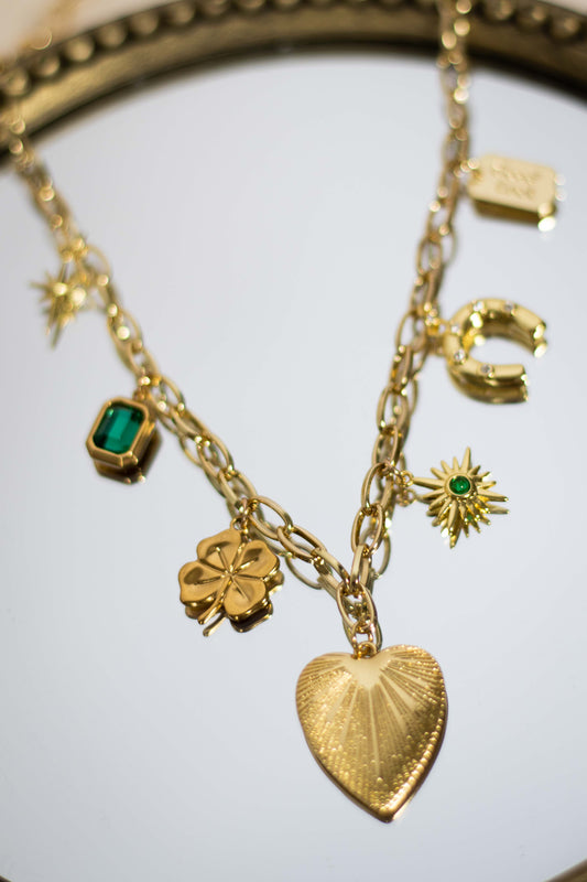 Pop of Green Charm Necklace