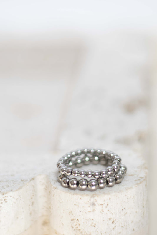 Silver Beaded Rings