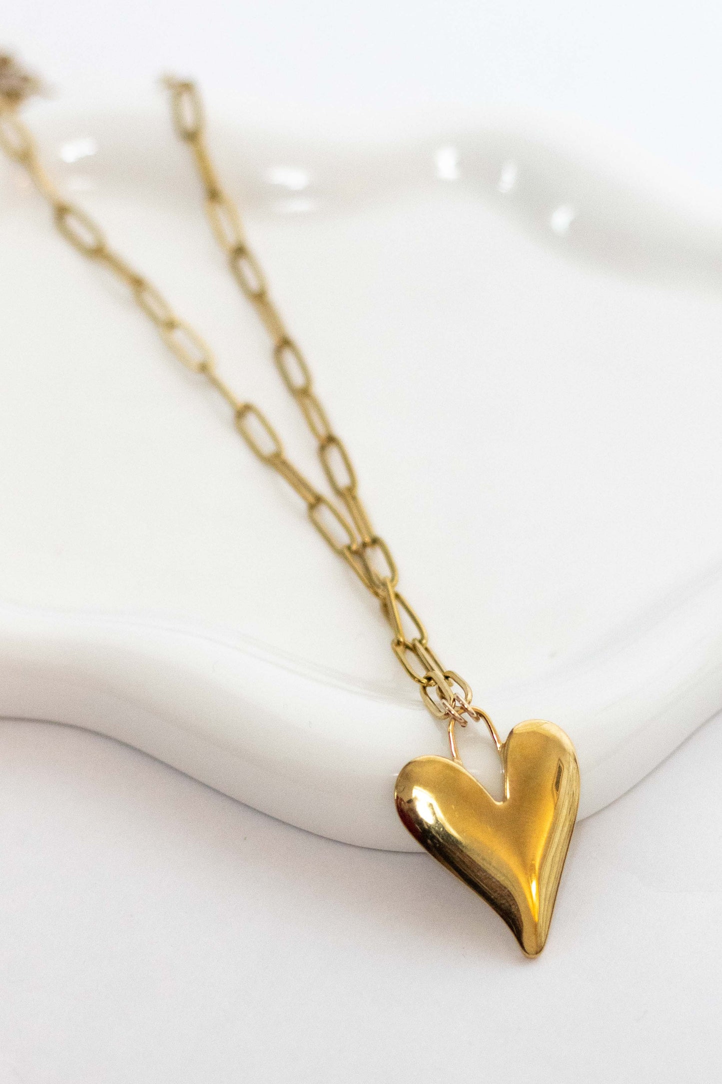 Gold Bold Lock & Heart Necklace