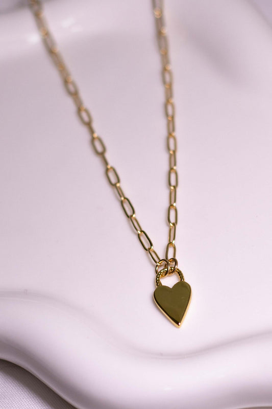 Gold Lock & Heart Necklace