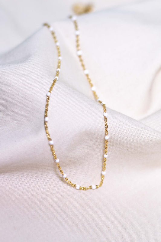 White Enamel Chain Necklace