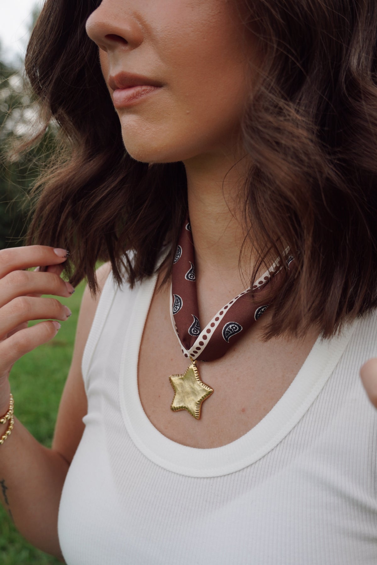 Espresso Star Scarf Necklace