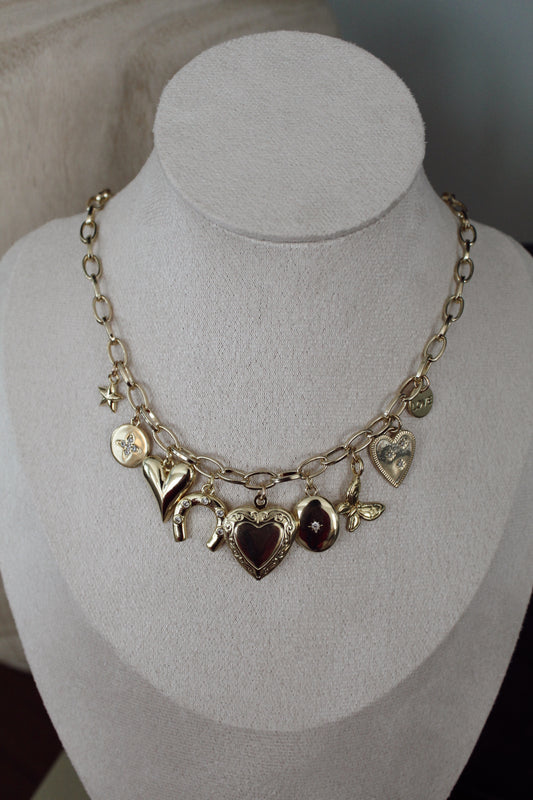 Gold Locket Charm Necklace