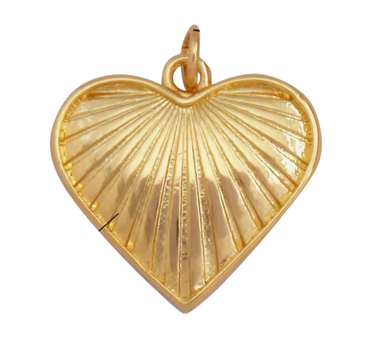 Striped Gold Heart Charm
