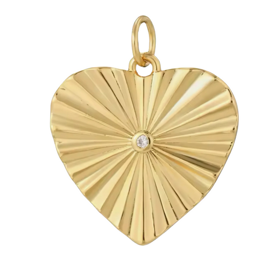 Gold Gem Heart Charm